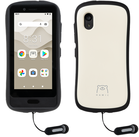 Hamic MIELS / MIELS nicoの本体（小型スマホ型本体の表と裏（白いケース））