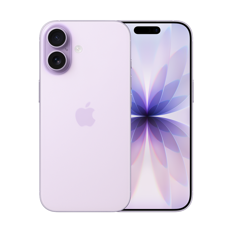 楽天モバイルで扱うiPhone 17の本体（紫の背面と前面）